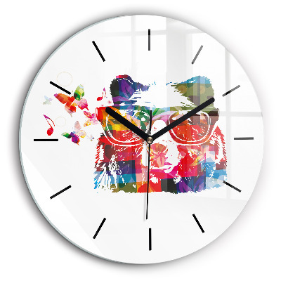 Ceas rotund de perete din sticlă Cap de urs