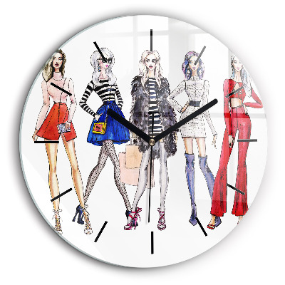 Ceas perete din sticlă rotund Fete la modă
