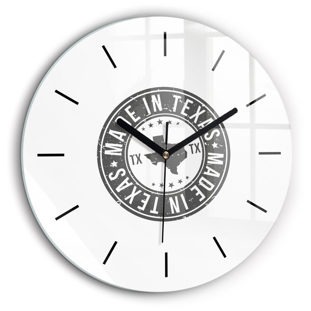 Ceas perete din sticlă rotund ștampila Texas