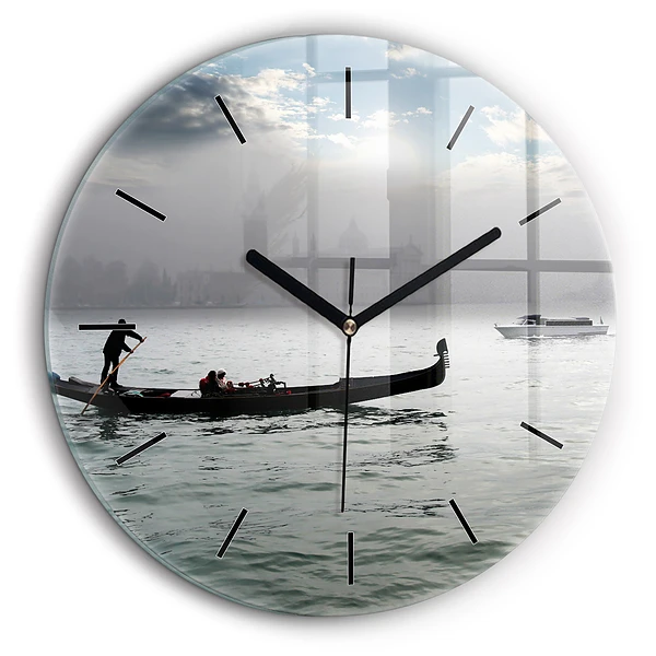 Ceas perete din sticlă rotund Gondola in Venetia