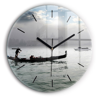 Ceas perete din sticlă rotund Gondola in Venetia