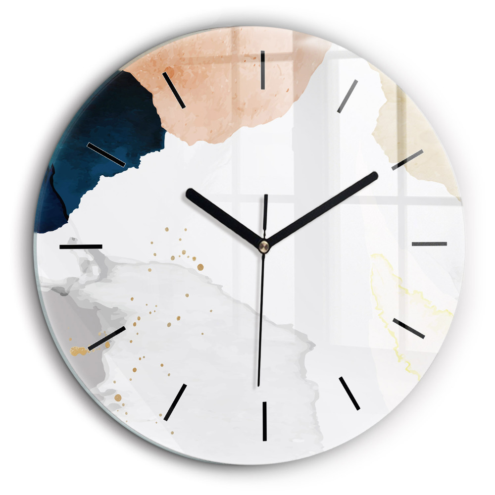 Ceas perete din sticlă rotund Pete de abstracție