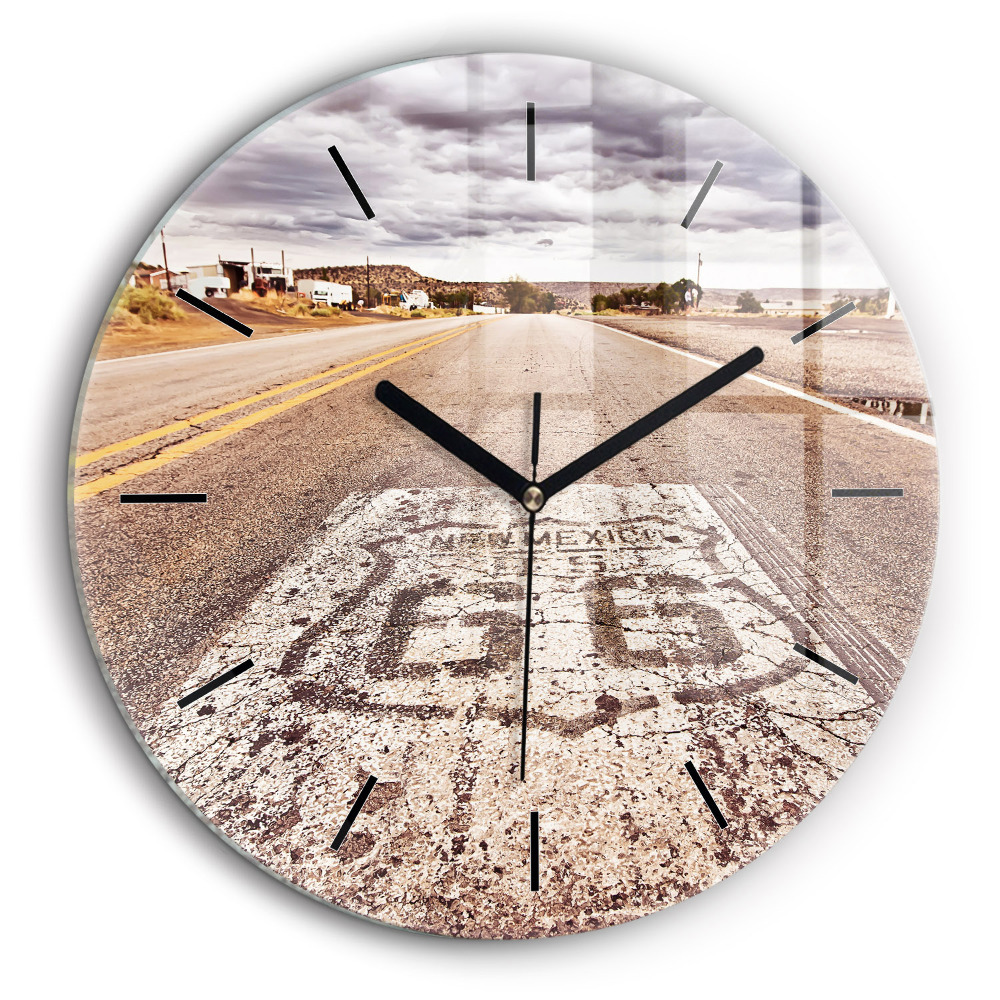 Ceas perete din sticlă rotund Route 66 SUA