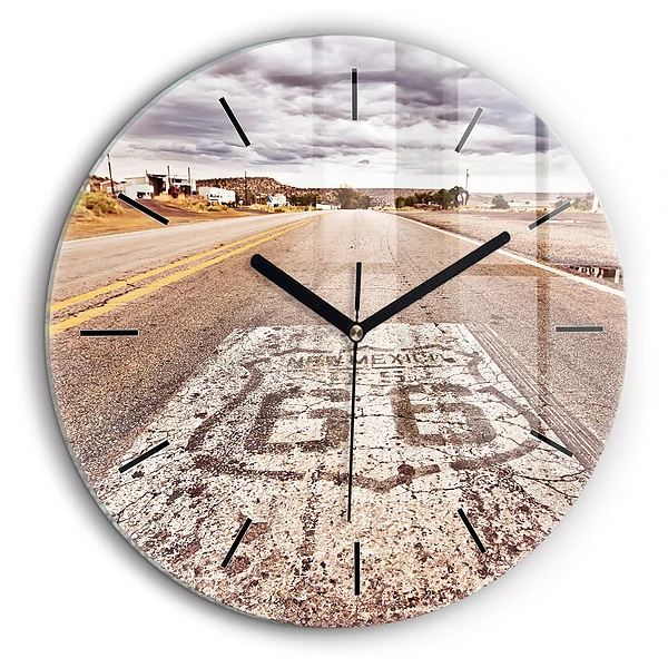 Ceas perete din sticlă rotund Route 66 SUA