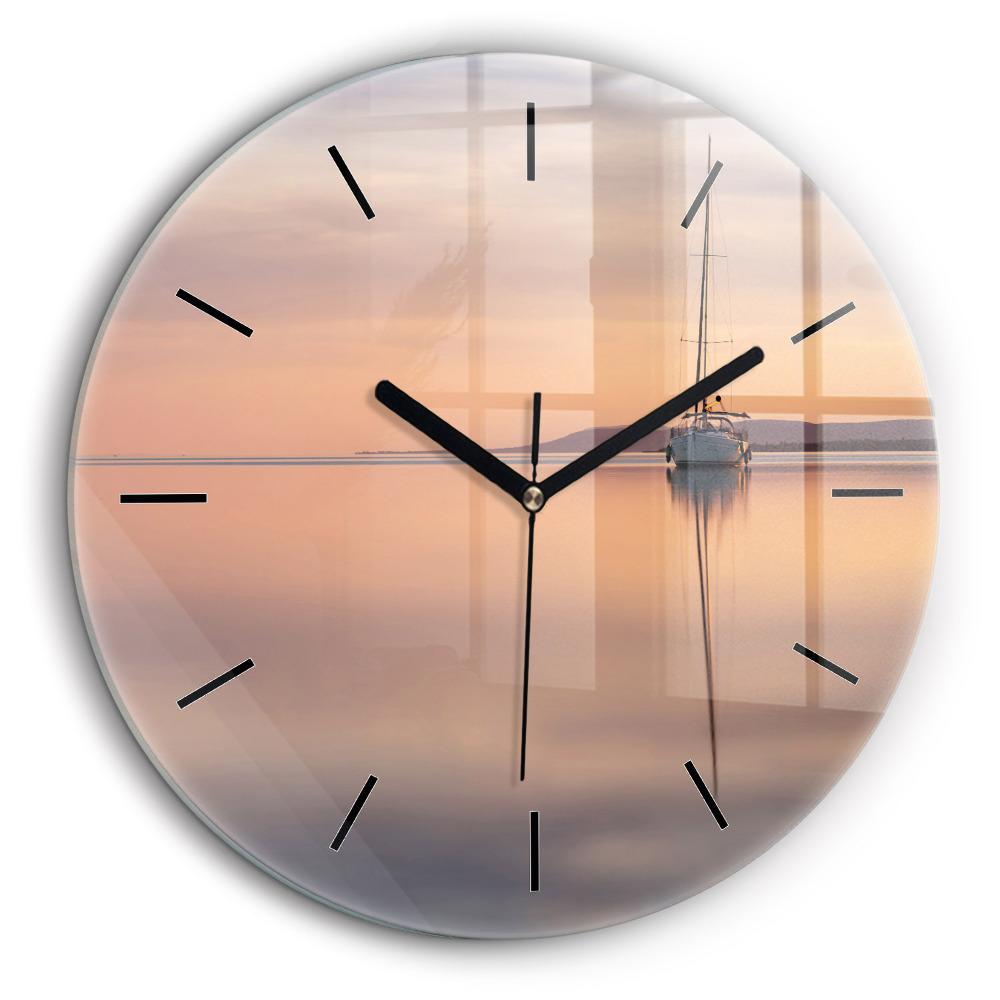 Ceas rotund de perete din sticlă Lacul Balaton SUA