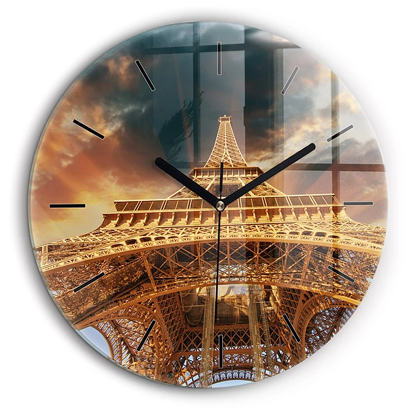Ceas rotund de perete din sticlă turnul Eiffel