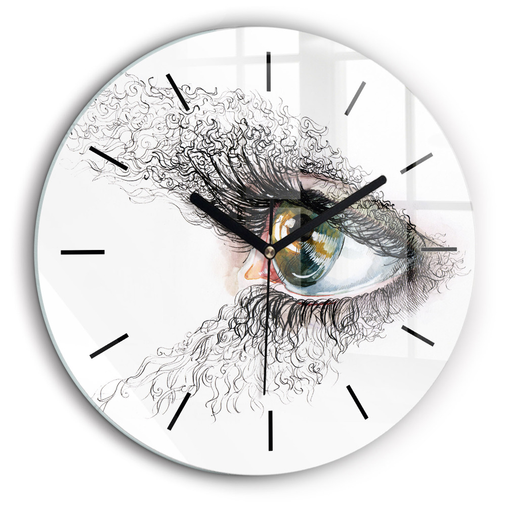 Ceas perete din sticlă rotund Desen al unui ochi uman