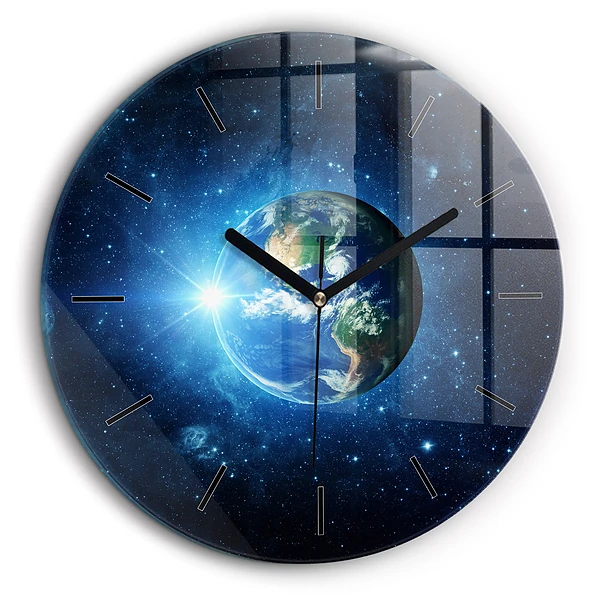 Ceas perete din sticlă rotund Pământul și galaxia - NASA