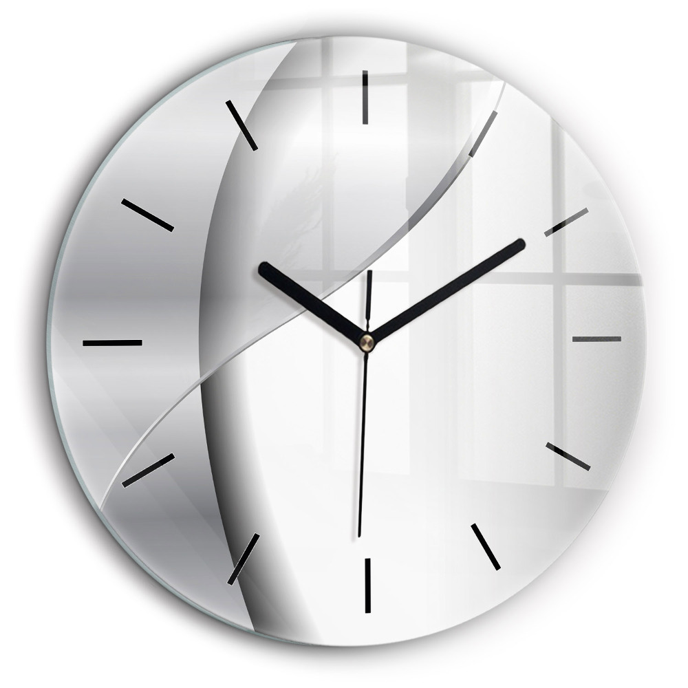 Ceas de sticlă pe perete rotund Abstracția argintului