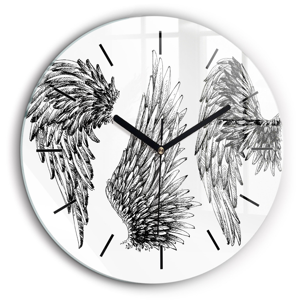 Ceas perete din sticlă rotund Aripi de înger