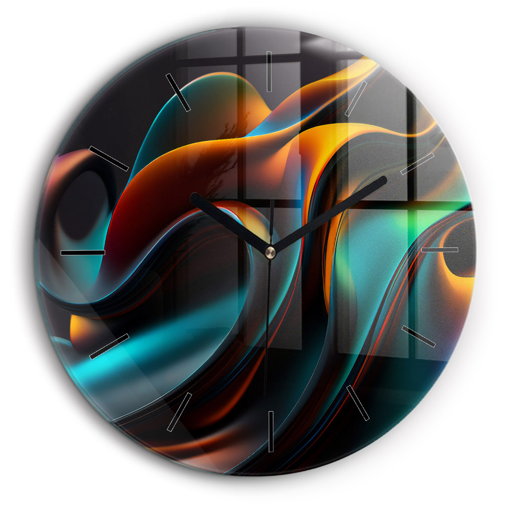 Ceas rotund de perete din sticlă Val futurist