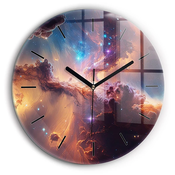 Ceas rotund de perete din sticlă Lumea cosmică a stelelor