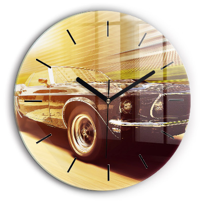 Ceas perete din sticlă rotund Mașină veche clasică
