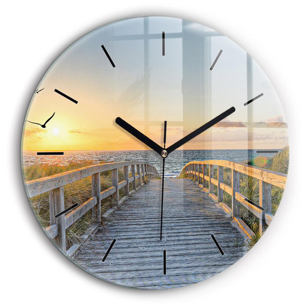 Ceas din sticlă rotund Vacanta la plaja