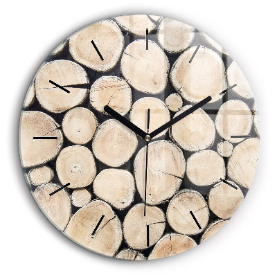 Ceas de sticlă pe perete rotund Tăiați cioturile de copac