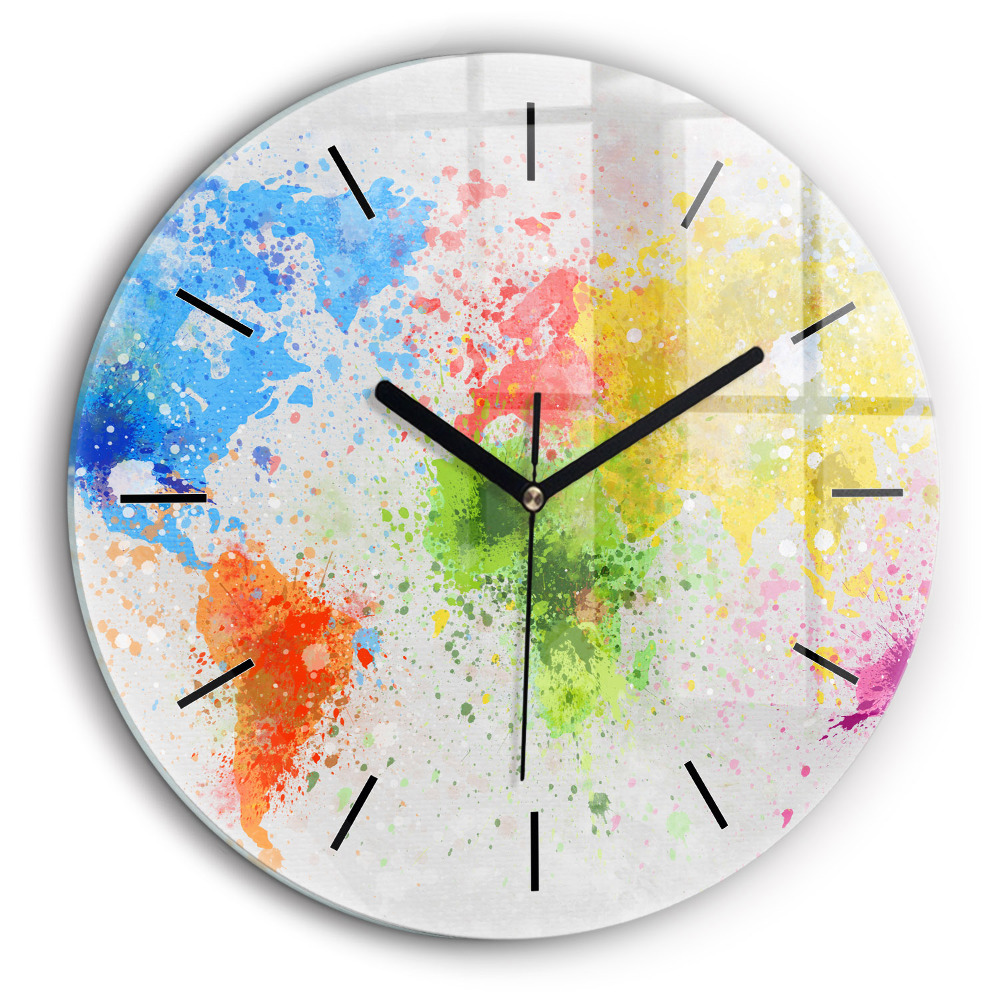 Ceas perete din sticlă rotund Harta lumii pe hârtie