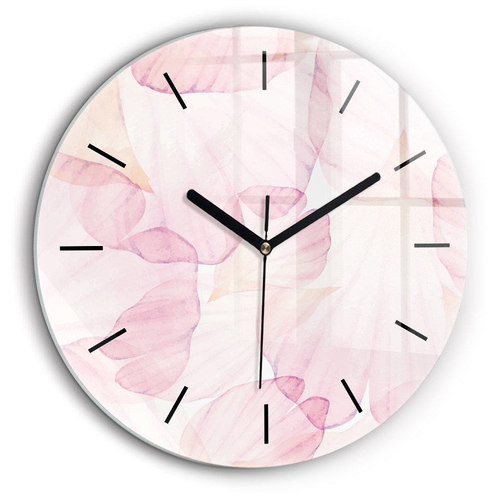 Ceas rotund de perete din sticlă Petale de acuarelă