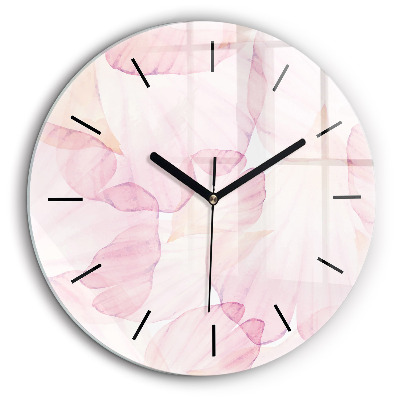 Ceas rotund de perete din sticlă Petale de acuarelă