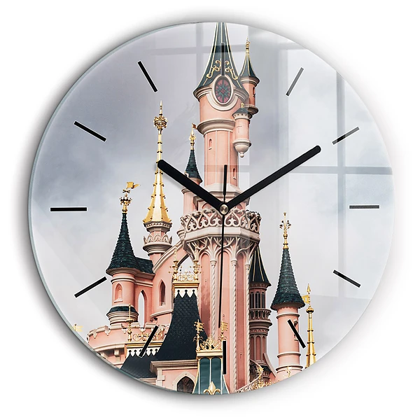Ceas rotund de perete din sticlă Castelul Disneyland din Paris