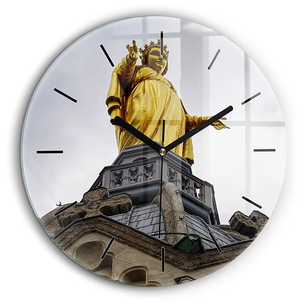 Ceas din sticlă rotund Statuia Maicii Domnului din Lyon