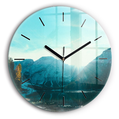 Ceas din sticlă rotund Munte și râu în Polonia