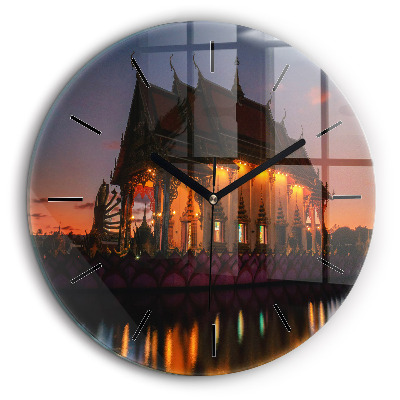 Ceas rotund de perete din sticlă Templul din Bangkok