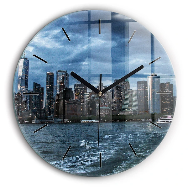 Ceas din sticlă rotund Panorama New York-ului