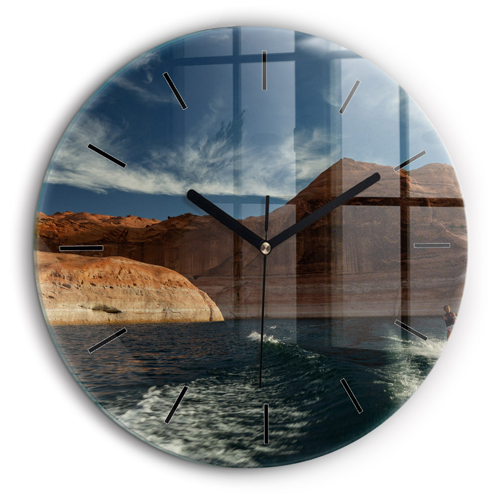 Ceas perete din sticlă rotund Persoană schi nautic