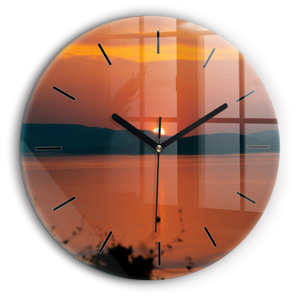 Ceas perete din sticlă rotund Lacul Balaton seara