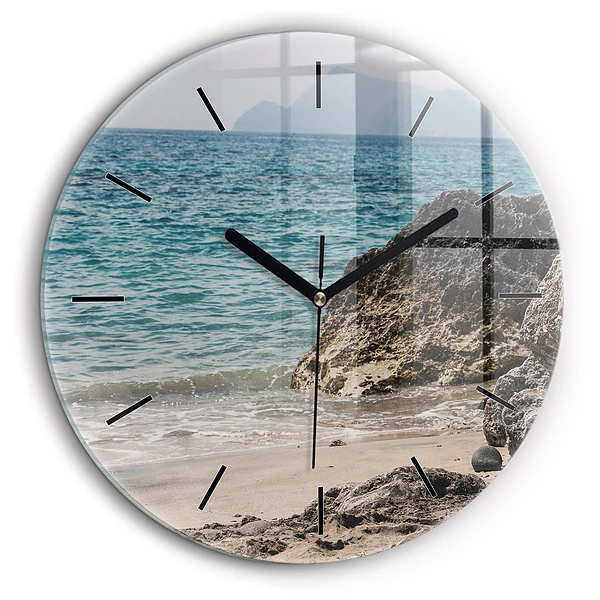 Ceas de sticlă pe perete rotund Vedere la Marea Mediterană
